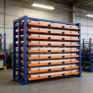 High-Capacity Vertical Sheet Metal Rack with Roll-Out Tray System