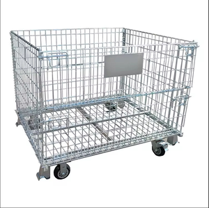 Steel Wire Mesh Cage Heavy Duty Warehouse Storage Basket for Logistics