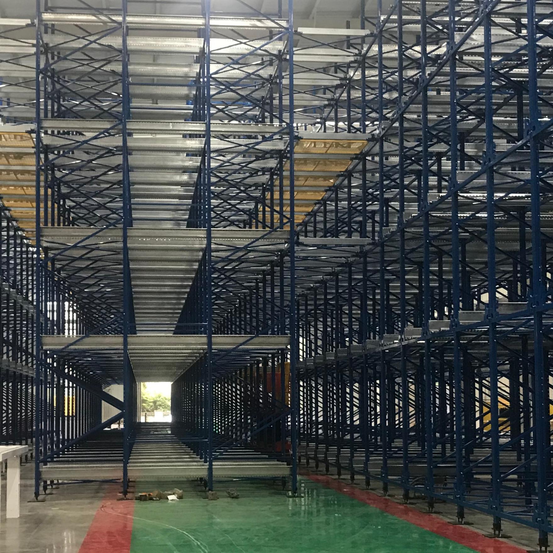 Steel Rack for Various Intelligent Warehouse Multiple Pallets Connects to Production Lines Lifting Equipment Steel Storage Rack
