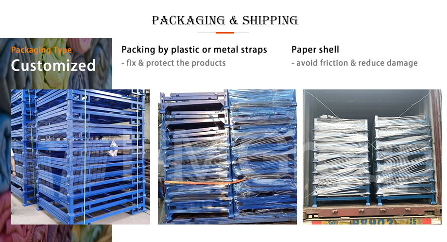 Foldable Durable Metal Steel Powder Coated Warehouse Storage Detachable Heavy Duty Roll Fabric Pallet Stacking Rack