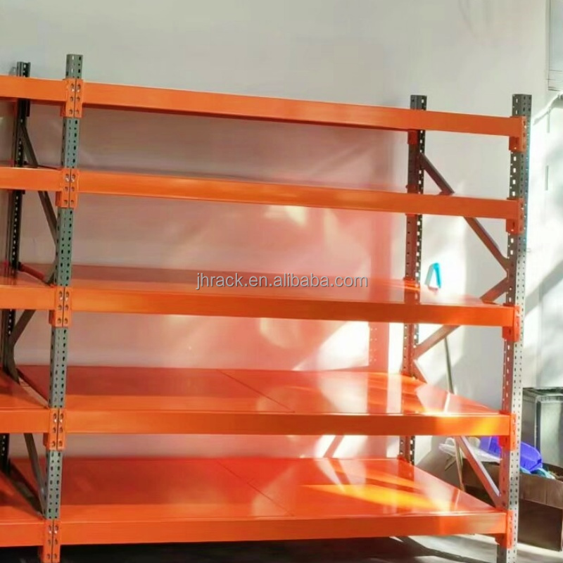 Orange And Light Grey Storage Racks Warehouse Pallet Racking Metal Shelf Long Span Rack Light Duty Shelving With Bolts