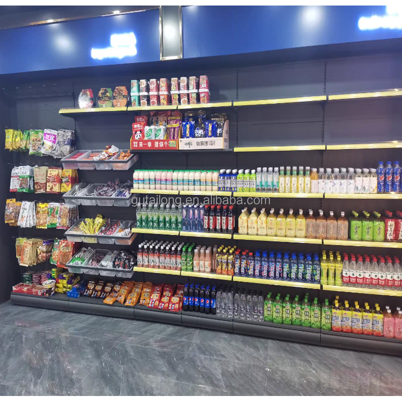 Guichang Double-Sided Heavy Duty Metallic Freestanding Epoxy Powder Coated Supermarket Rack Back Solid Shelf Quick Installation