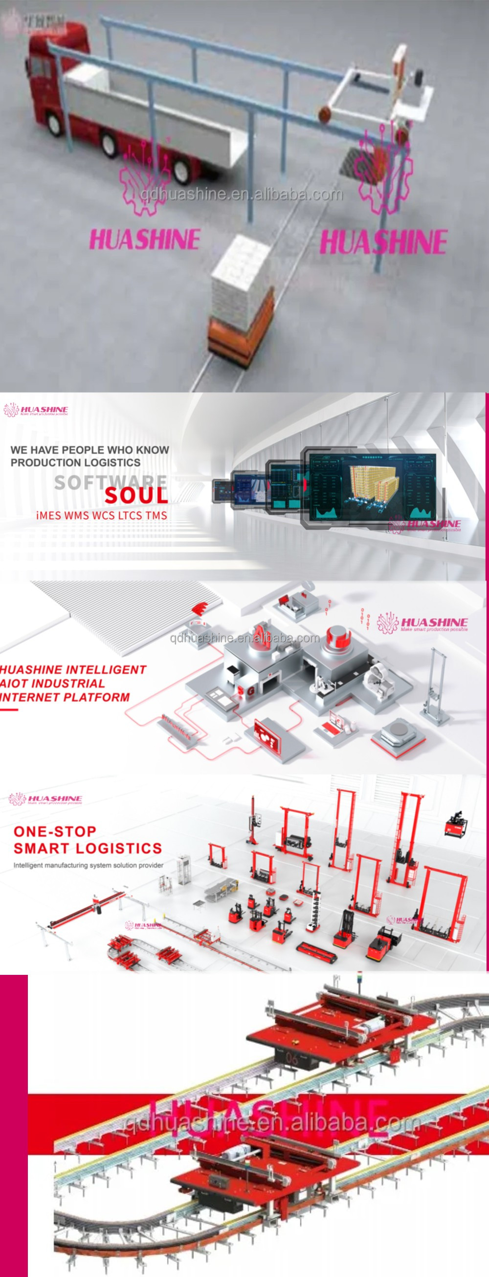 HUASHINE INTELLIGENT Warehouse Automatic Storage Racking ASRS System Chemical Nylon, Carbon Black Industry