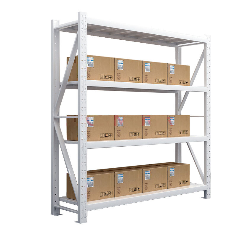 Adjustable 4-Layer Steel Storage Rack Medium Duty Metal Stacking Shelves for Warehouses Garages Pallet Racking Carton Packaging