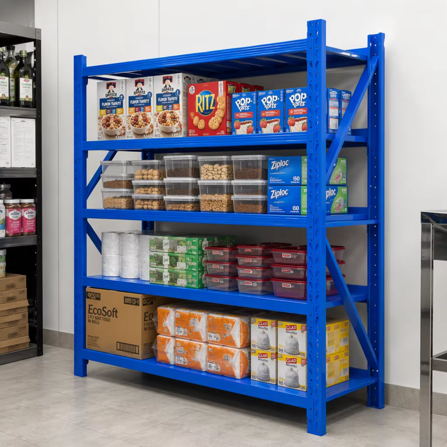Industrial Garage Rack Loaded View