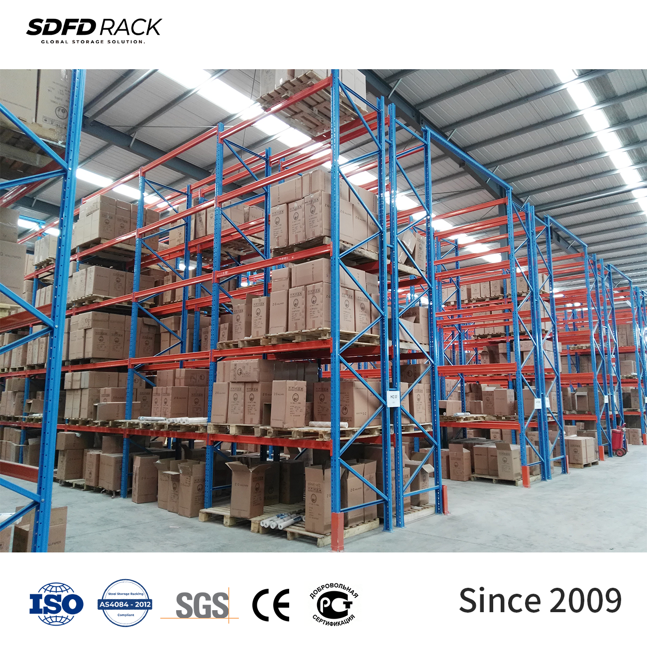 High Bearing Heavy Duty Steel Industrial Pallet Racking System 4 Layer Shelves Unit Narrow Aisle Rack for Warehouse Storage
