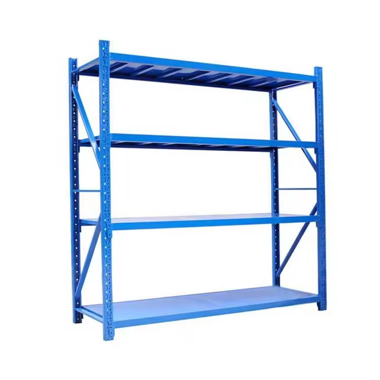 Industrial Boltless Light Duty Steel Shelving, Adjustable 4-Tier Warehouse Picking Rack System
