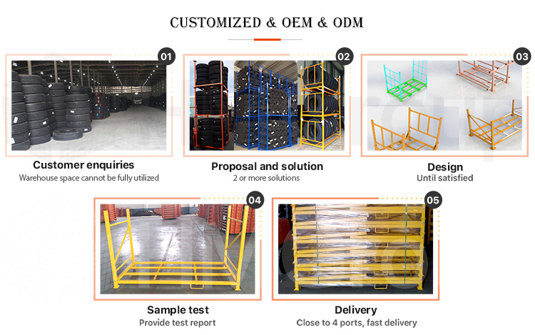 Foldable Durable Metal Steel Powder Coated Warehouse Storage Detachable Heavy Duty Roll Fabric Pallet Stacking Rack