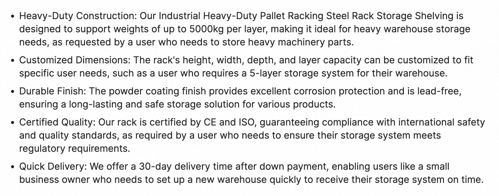 Product Feature Details