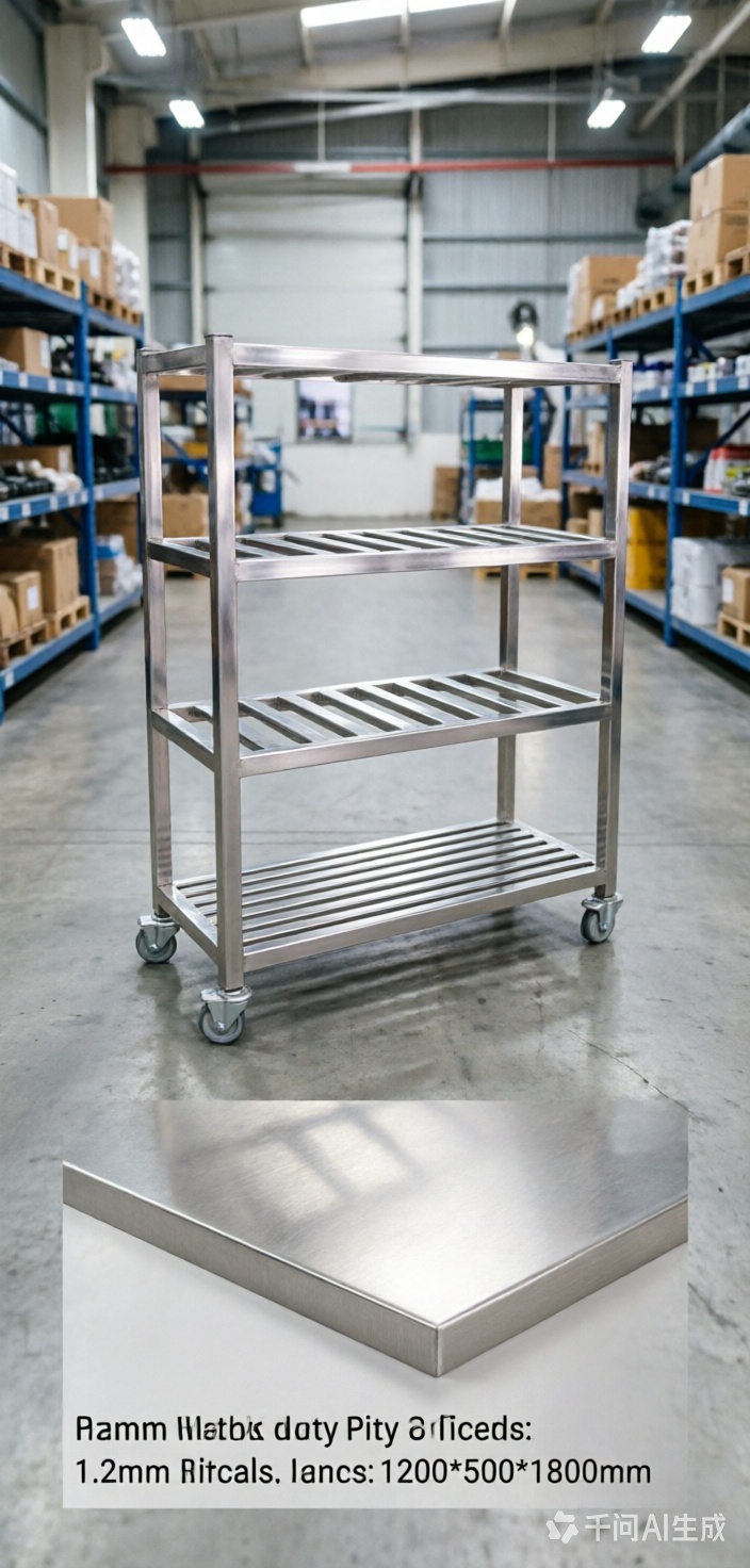 Wholesale Heavy-Duty Stainless Steel Movable Storage Trolley Rack 4-Tier Hollow Slat Shelves Brake Casters 500kg/m Load