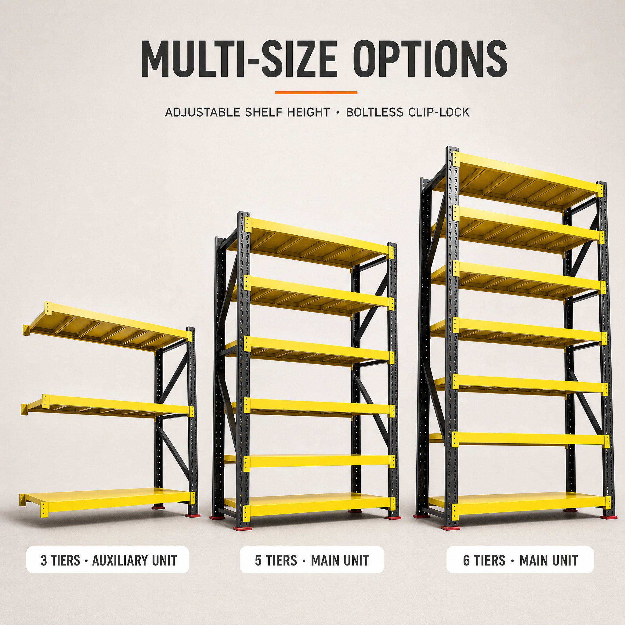 Heavy Duty Pallet Rack 5 Tier Warehouse Storage Shelving Yellow Beam Steel Rack Adjustable for Industrial Warehouse
