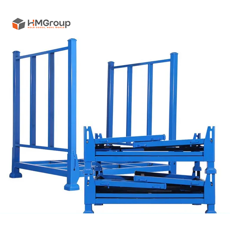 Foldable Durable Metal Steel Powder Coated Warehouse Storage Detachable Heavy Duty Roll Fabric Pallet Stacking Rack