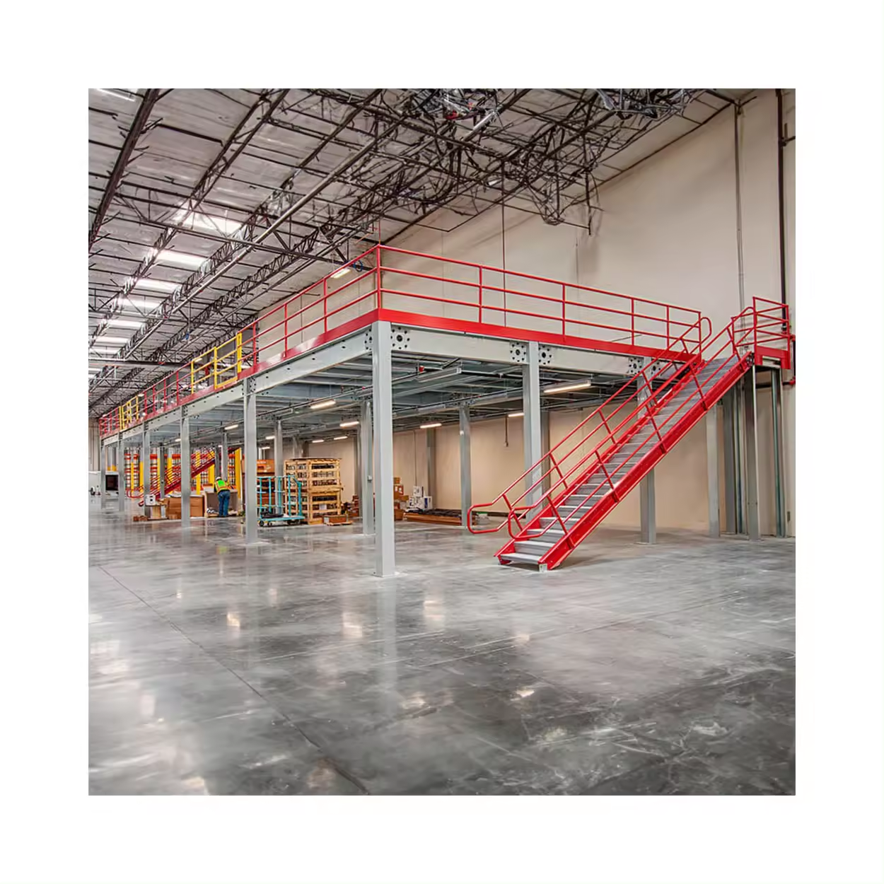 HUAWU 1000kg/sqm Industrial Mezzanine Floor Rack System Multi-layer Steel Warehouse Storage Platform Q235 Steel Structure