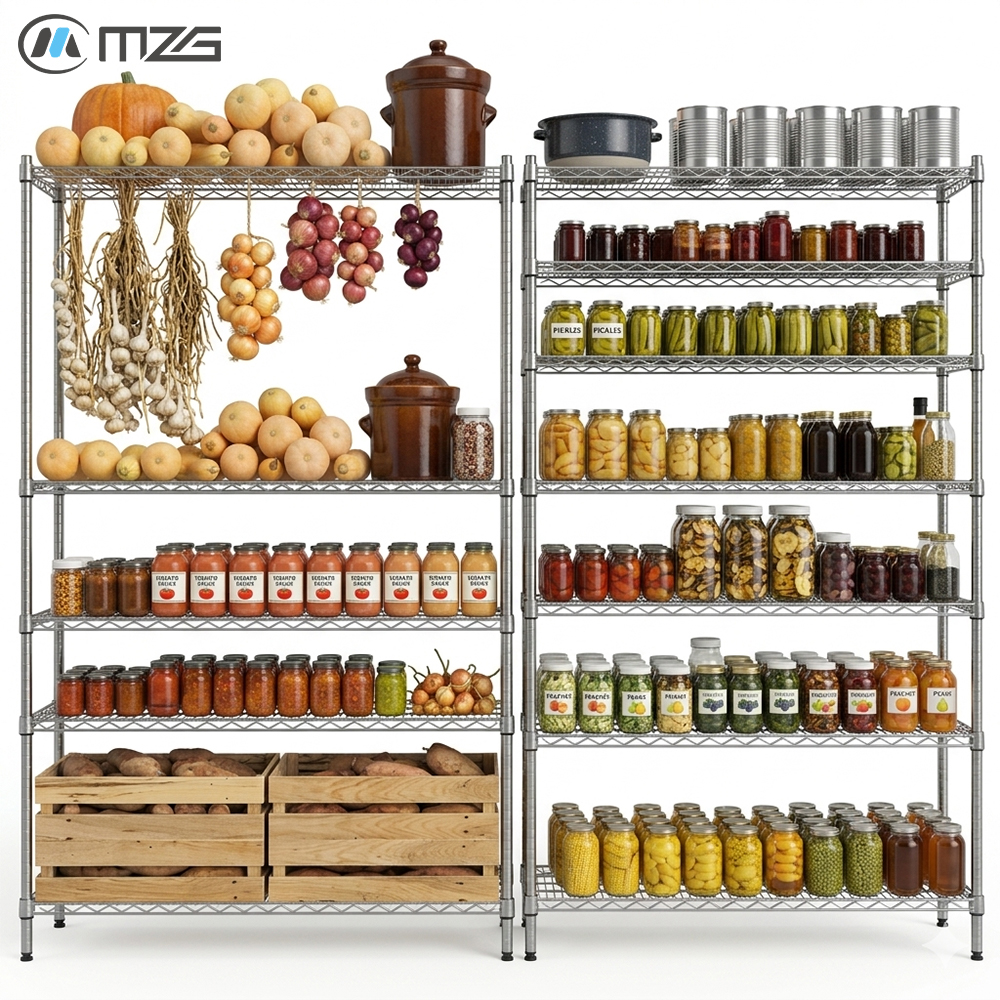 MZG Bulk Custom Commercial Kitchen Restaurant Multiple Layers Heavy Duty Metal Wire Shelving Rack Supplier China