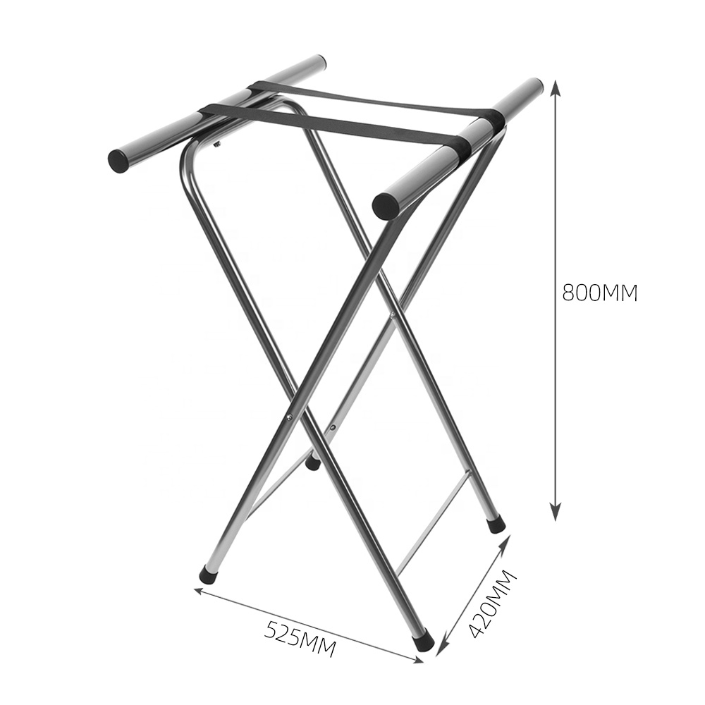 High Quality Black Nylon Strap Foldable Modern Portable Stainless Steel Luggage Rack Commercial Hotel Guest Rooms Durable