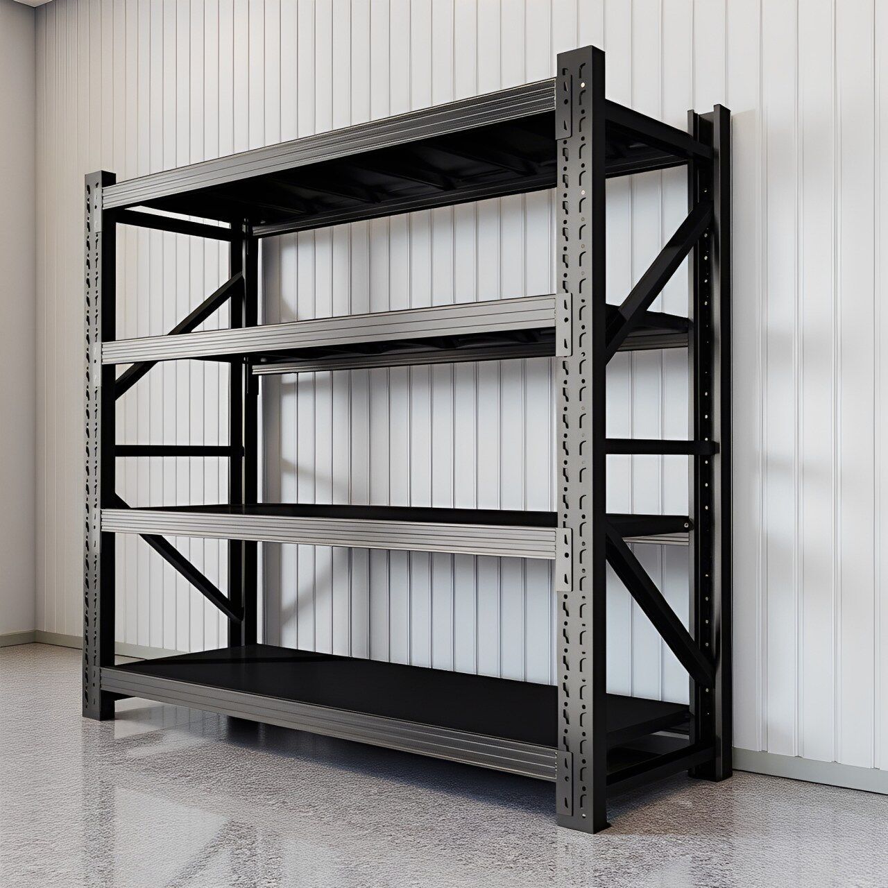 Heavy Duty Powder Coated Metal Warehouse Storage Rack Shelf, 300kg,500kg Capacity, Steel &amp; Iron Construction for Garages
