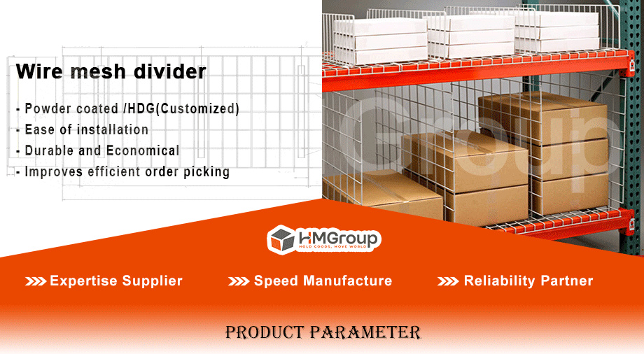 Galvanized Steel Pallet Rack Hanging Metal Wire Mesh Shelf Dividers
