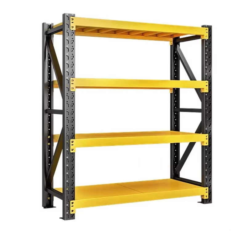 Industrial Boltless Light Duty Steel Shelving, Adjustable 4-Tier Warehouse Picking Rack System