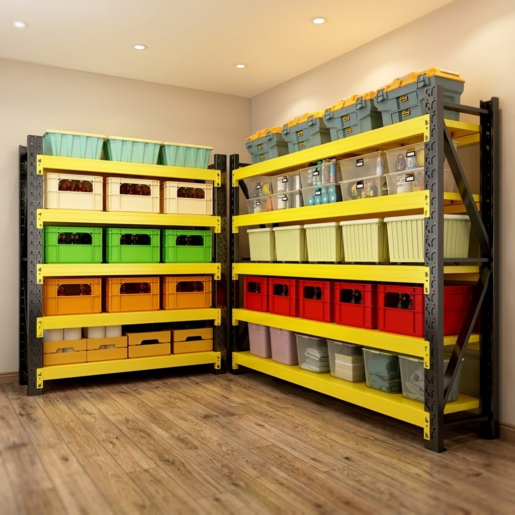 Boltless Adjustable Heavy Duty Load-Bearing 300kg/Layer Iron 4-Layer Industrial Storage Shelf Racking System