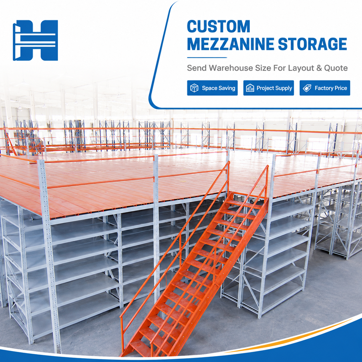 Customized Mezzanine Floor Racking Heavy-Duty Warehouse Storage Racks Shelving Units Supported Steel Platform Attic Rack