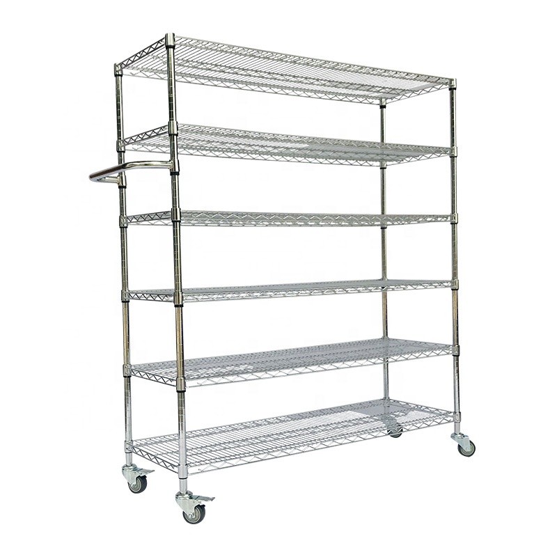 NSF Approval Heavy Duty Chrome 6 Tiers Commercial Storage Wire chrome wire shelving unit