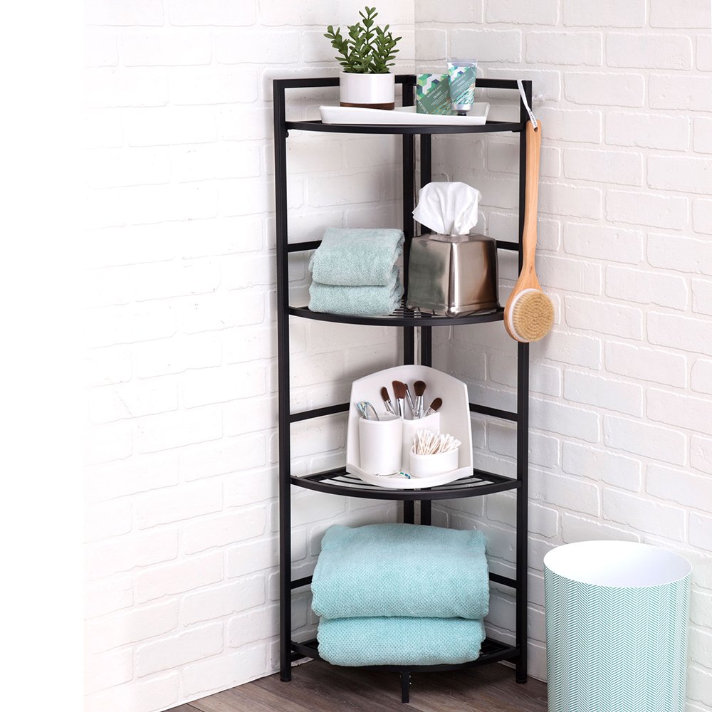Small Four Layers Corner Storage Rack Narrow Collapsible Metal Wire Kitchen Shelf