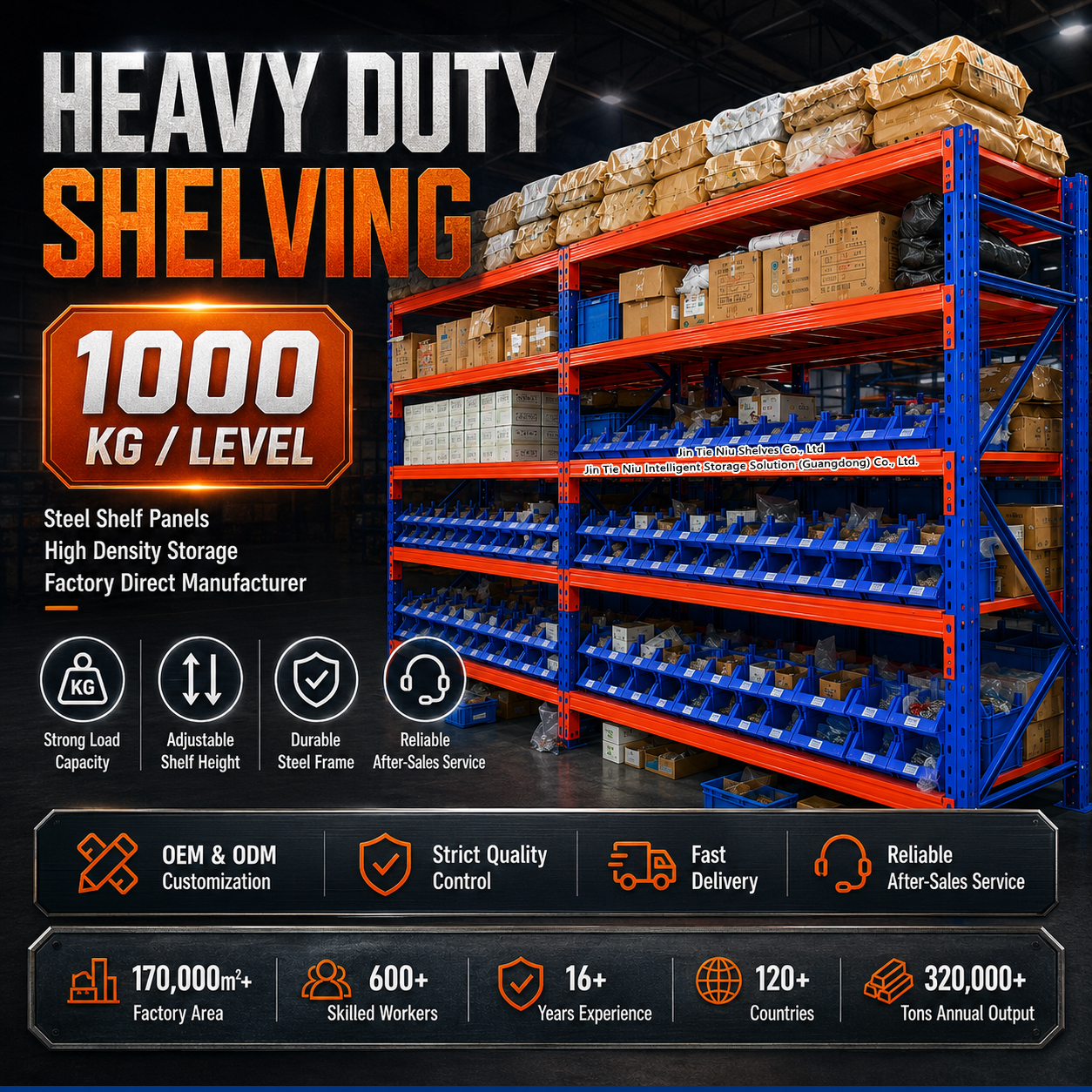 3000KG Custom Steel Deck Storage Rack for Plastic Bins and Small Parts Warehouse Shelves Racking System