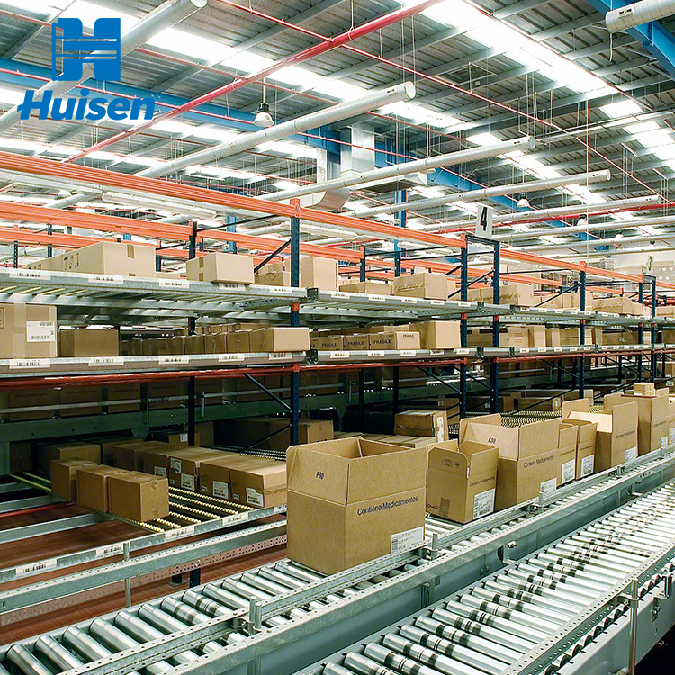Factory Warehouse Storage Heavy Duty Gravity Flow Racking Sliding Roller Shelf Metallic Steel Shelves Corrosion Protection