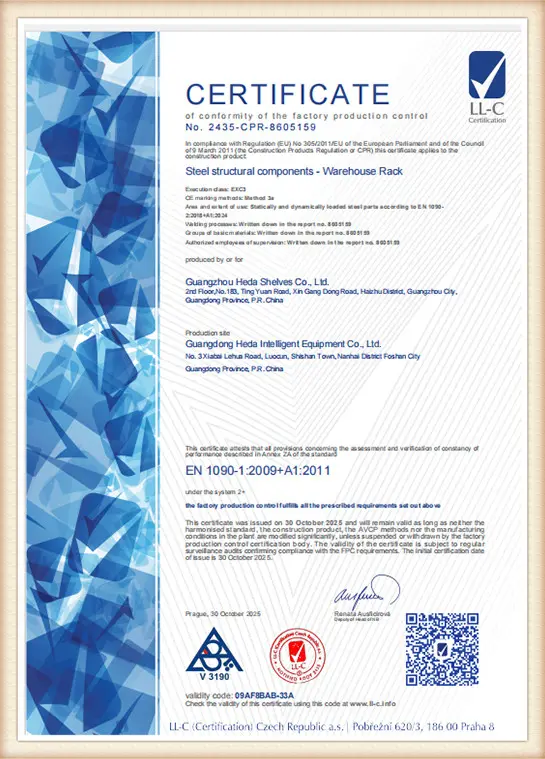 CPR Construction Products Certification for Racks