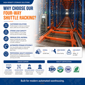 Automated Four Way Shuttle Rack ASRS Heavy Duty Steel Iron