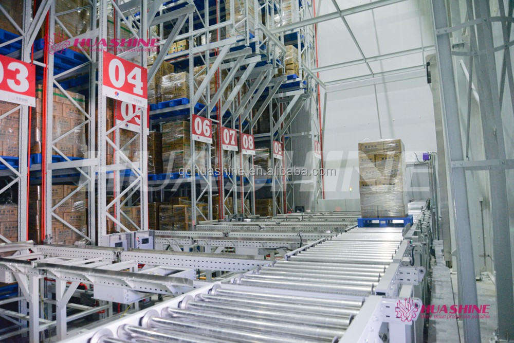 Quality AUTOMATED Warehouse Storage ASRS Pallet package flow rack with slide roller WITH MES HUASHINE INTELLIGENT