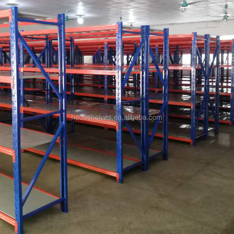 Heda Manufacturer Metal Storage Shelves Heavy Duty Adjustable Steel Garage Shelving Long Span Industrial Warehouse Racks