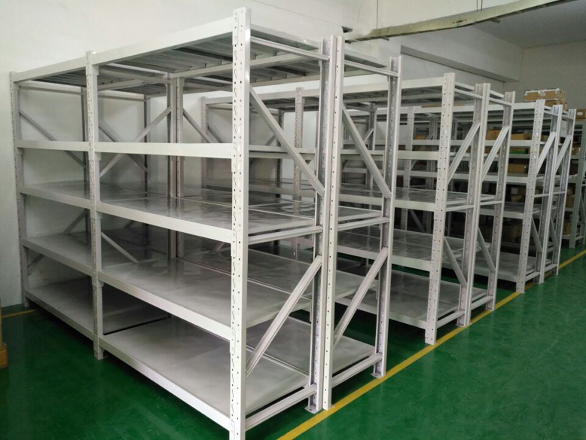 Mracking Popular Adjustable Metal Boltless Shelf Racks Medium Duty Warehouse Storage Rack Units No-Bolt Stacking Shelves