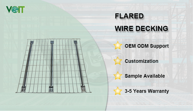 Galvanized Wire Mesh Deck 2500lb 3 Channel Waterfall Step Ventilated Pallet Rack 24x46 Deckings
