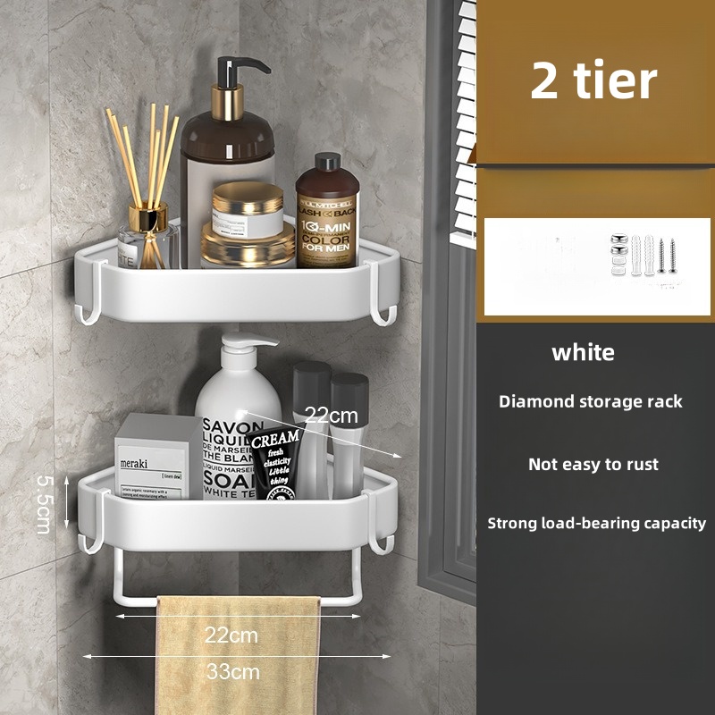 Space Saving Bathroom Corner Shower Caddy Bulk Set Wall Mounted Rustproof Triangle Storage Rack Organizer with Hooks for Hotel