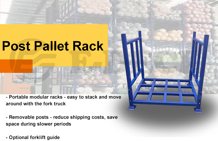 Heavy Duty Powder Coating Forklift Portable Stackable Steel Fabric Roll Pallet Racking