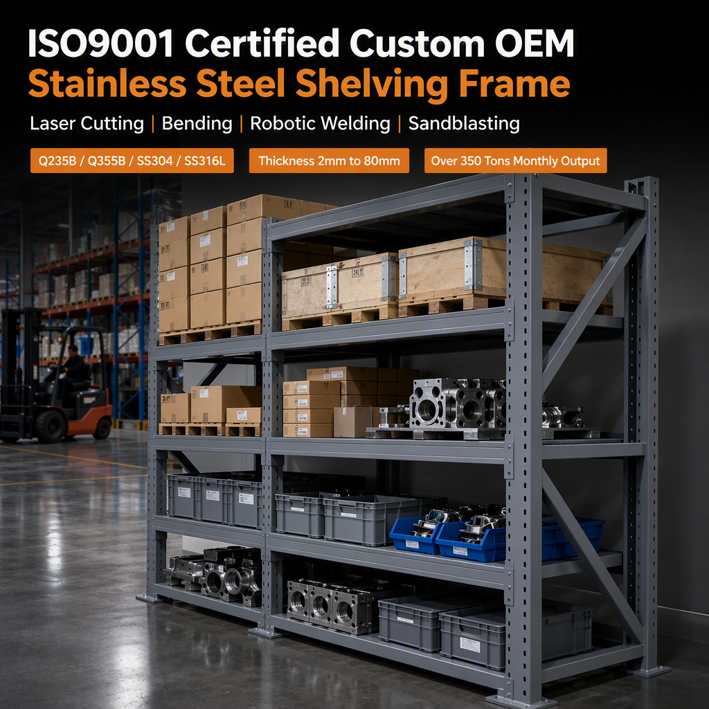 ISO9001 Certified Custom OEM Stainless Steel Shelving Frame | Heavy Duty Welded Fabrication Anti-Corrosion for Warehouse Storage