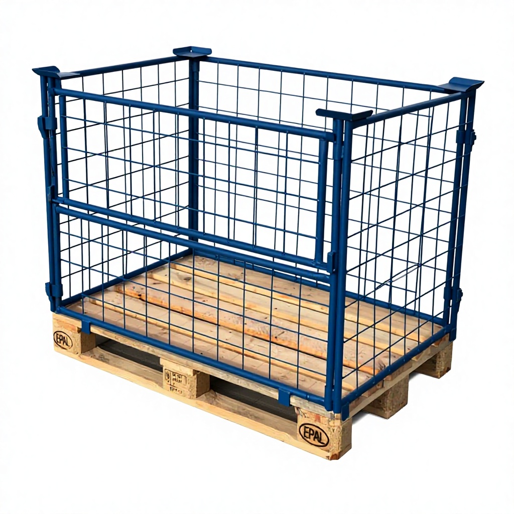 Durable Foldable Heavy Duty Powder Coating Wire Mesh Storage Box Pallet OEM Pallet Rack